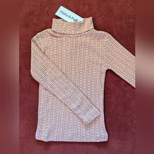 Misha And Puff Patterned Pink Long Sleeve Turtleneck